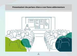 Presentazione efficace e coinvolgente con relatore e pubblico attento in sala conferenze.