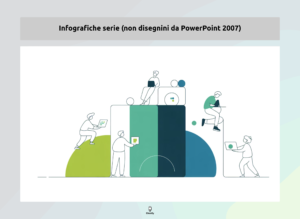 Collaborazione moderna con persone, tecnologia e grafica minimalista in workspace digitale.