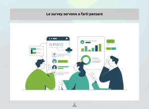 Illustrazione digitale di sondaggi online, analisi dati e decisioni basate su statistiche.